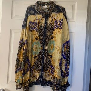 Silver silk long sleeve shirt